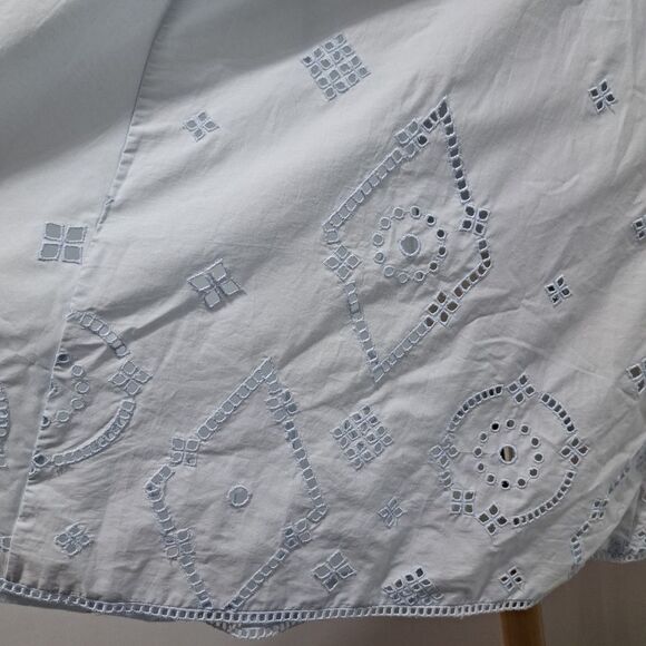 Ganni Broderie Anglaise Puff Sleeve Organic Cotton Mini Dress Illusion Blue S 42 - Picture 9 of 17